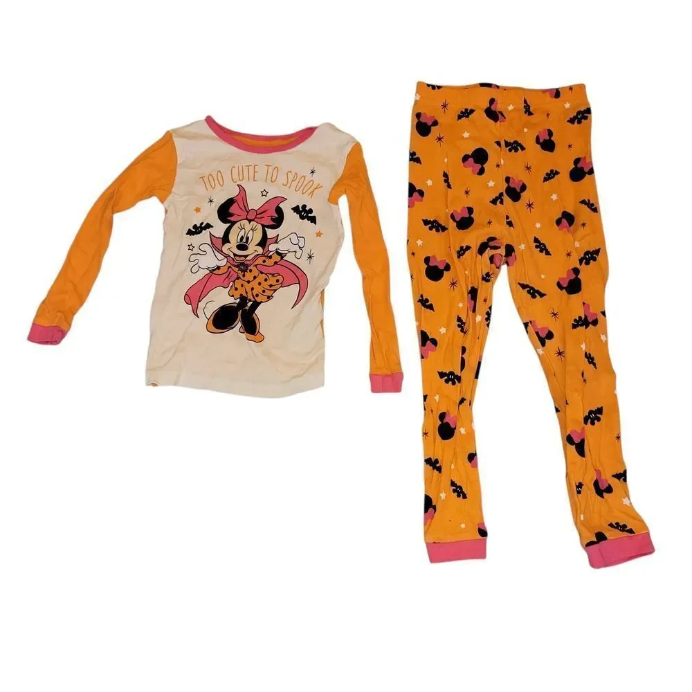 Disney Minnie Mouse Kids Pajama Set - Orange and Pink